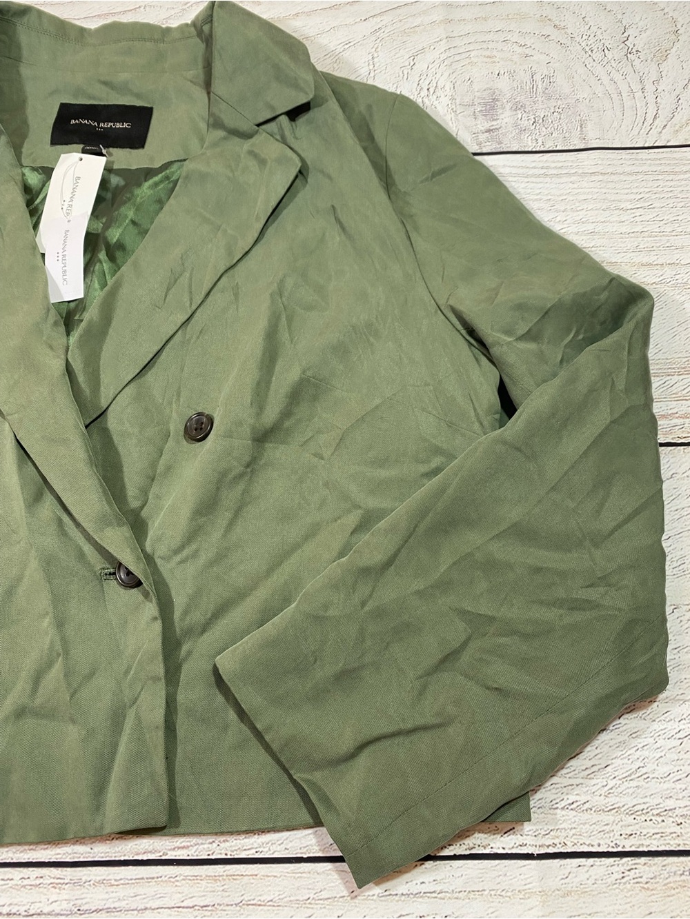 Banana Republic NWT Olive Green Double-Breasted Cropped Blazer Flight Jacket 14 - Picture 6 of 16